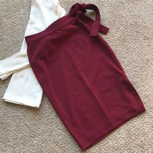 NWOT Express Maroon Midi pencil skirt size 2